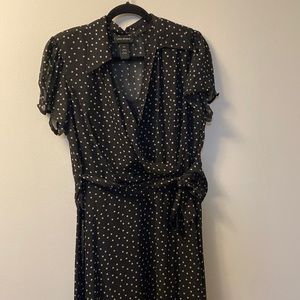 Black wrap dress with tan polka dots from Lane Bryant - 18W